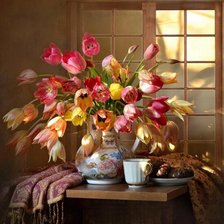 Схема вышивки «Тюльпаны в комнате»
