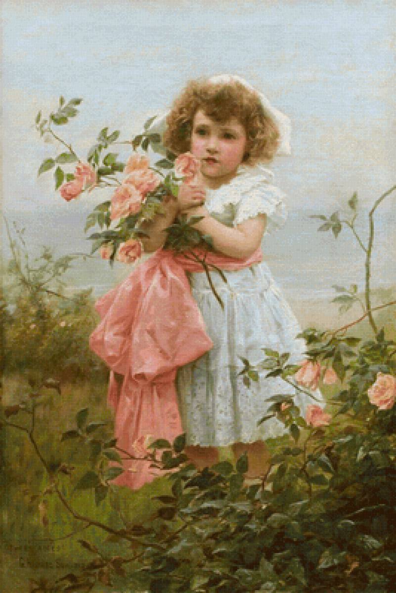 George Hillyard Swinstead. Девочка с розами - розы, девочка, 19 век, живопись, портрет - предпросмотр