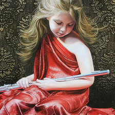 Схема вышивки «Girl with a Flute.»