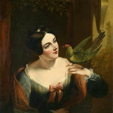 Схема вышивки «Девушка с птицей. Даниэль Маклиз»