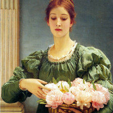 Схема вышивки «Девушка с пионами. Чарльз Эдвард Перуджини»