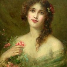 Схема вышивки «Женский портрет. Вергилио Тожетти»