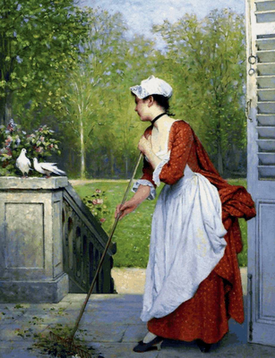 Служанка. Джозеф Карауд - жанровая живопись, 19 век, девушка - предпросмотр