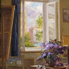 Схема вышивки «Окно в мастерской»