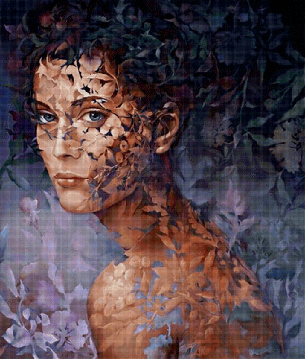 Флора - лицо, цветы, женщина, девушка, портрет - предпросмотр