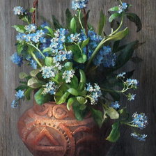 незабудки в горшке