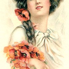 Схема вышивки «портрет девушки с маками»