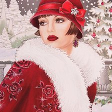 Схема вышивки «Девушка в красном»