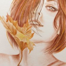 Схема вышивки «Девушка с клиновым листом»