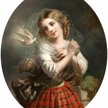 Схема вышивки «Mary Hutchinson Wordsworth. Девушка с голубкой»