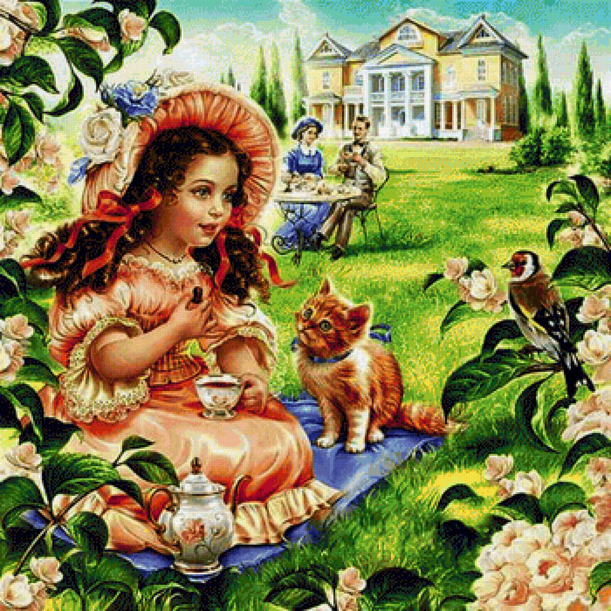 merienda en el jardin - jardines - предпросмотр