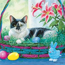 Схема вышивки «пасхальный котик»