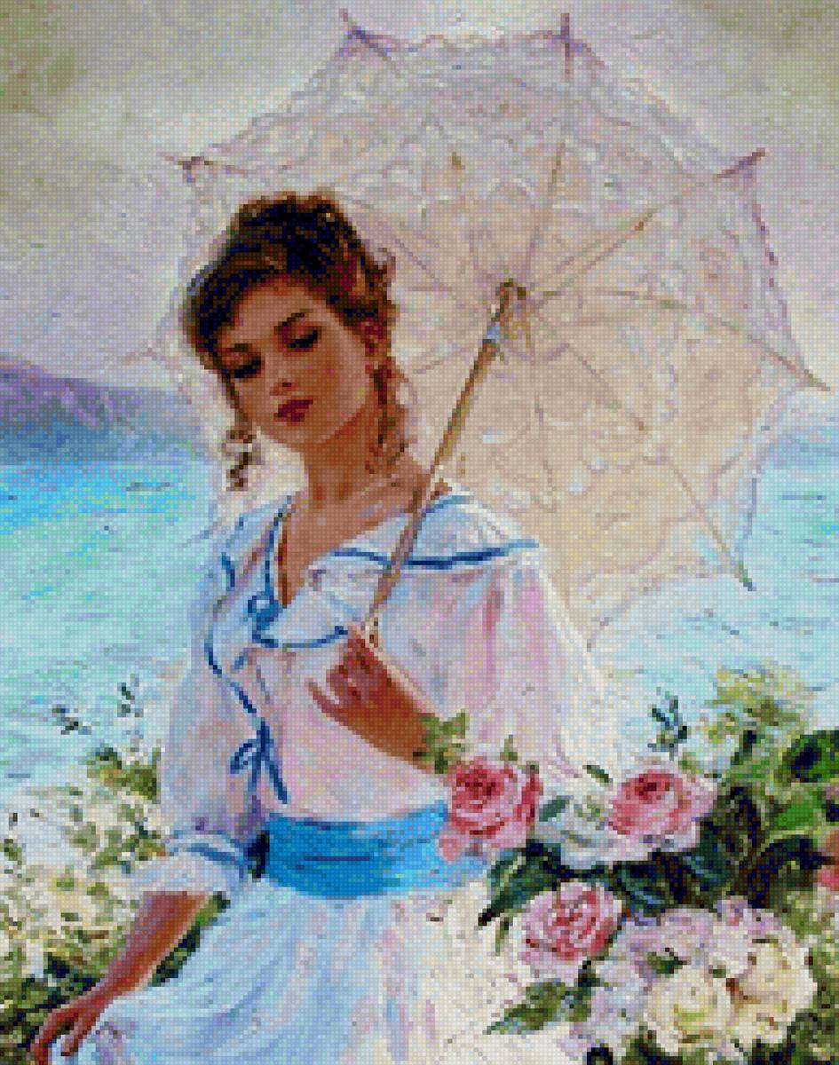 девушка под зонтом - девушка, зонт - предпросмотр