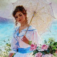 Схема вышивки «девушка под зонтом»