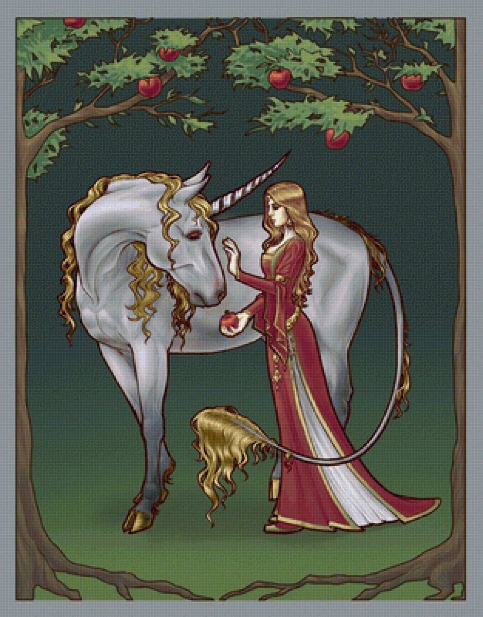 Сказка - яблоки, единорог - предпросмотр