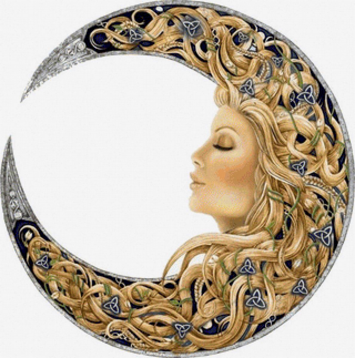 Луна - фентези, ночь, девушка - предпросмотр