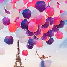 Схема вышивки «Воздушные шары и Эйфелева башня»