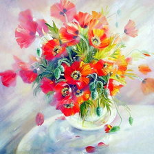 Схема вышивки «Акварельные маки»