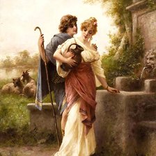 Схема вышивки «У колодца. Luigi Crosio»