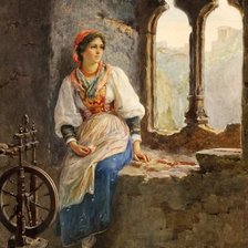 Девушка с прялкой. Luigi Olivetti