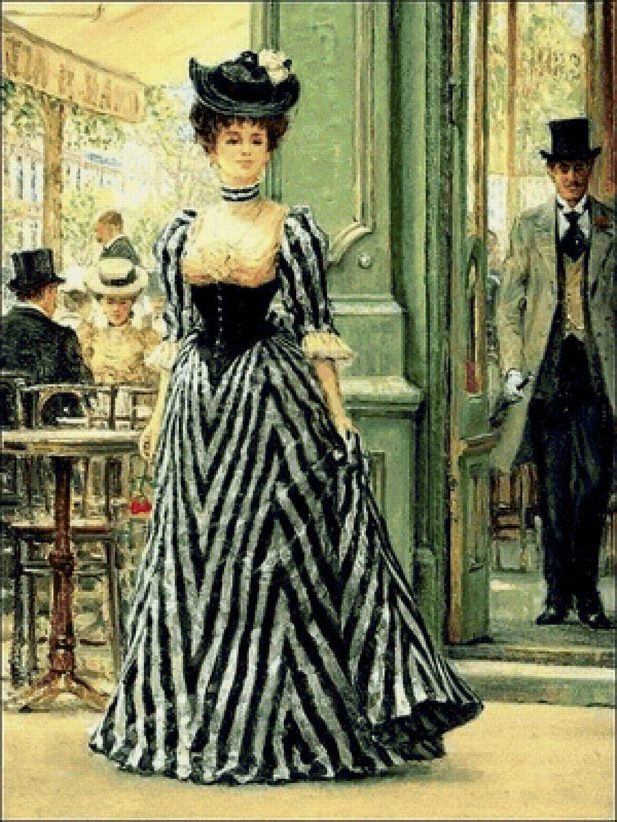 В ресторане. Alan Maley - 19 век, женщина, жанровая живопись, девушка, дама - предпросмотр