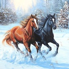 Схема вышивки «пара лошадей»