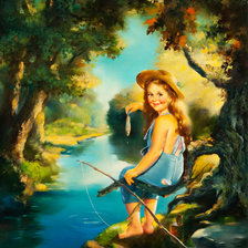 Схема вышивки «девочка рыбачка»