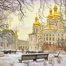 Схема вышивки «Зимний сквер у храма»