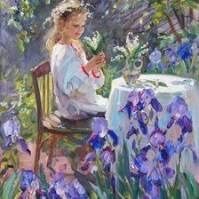 Схема вышивки «Фея ирисов и ландышей»