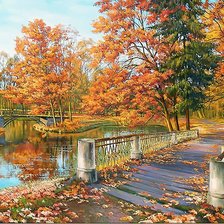 Схема вышивки «Мостик в осеннем парке»