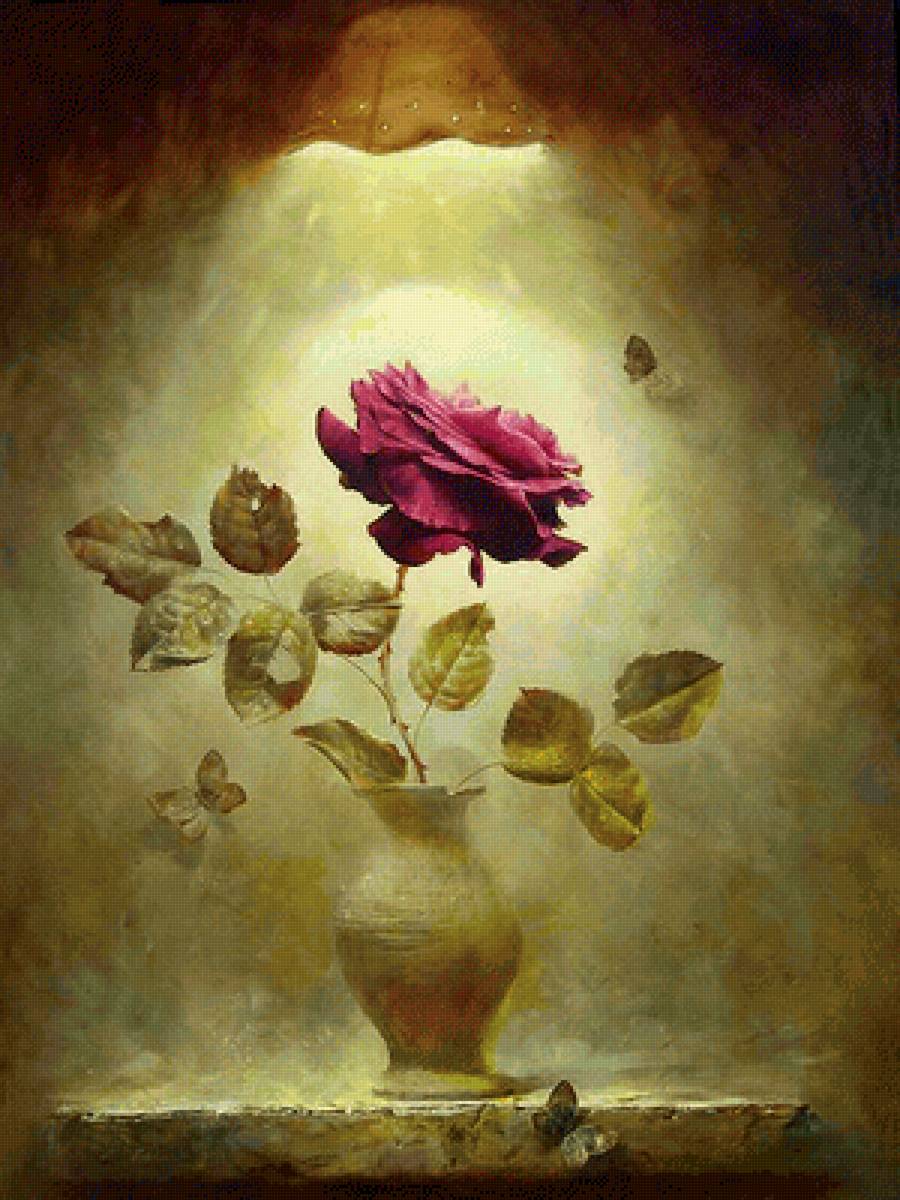 роза под лампой - картина - предпросмотр