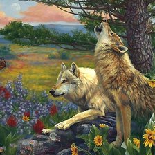 Схема вышивки «волки»