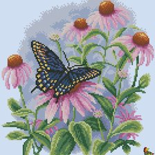 Схема вышивки «Бабочка на рудбекии»