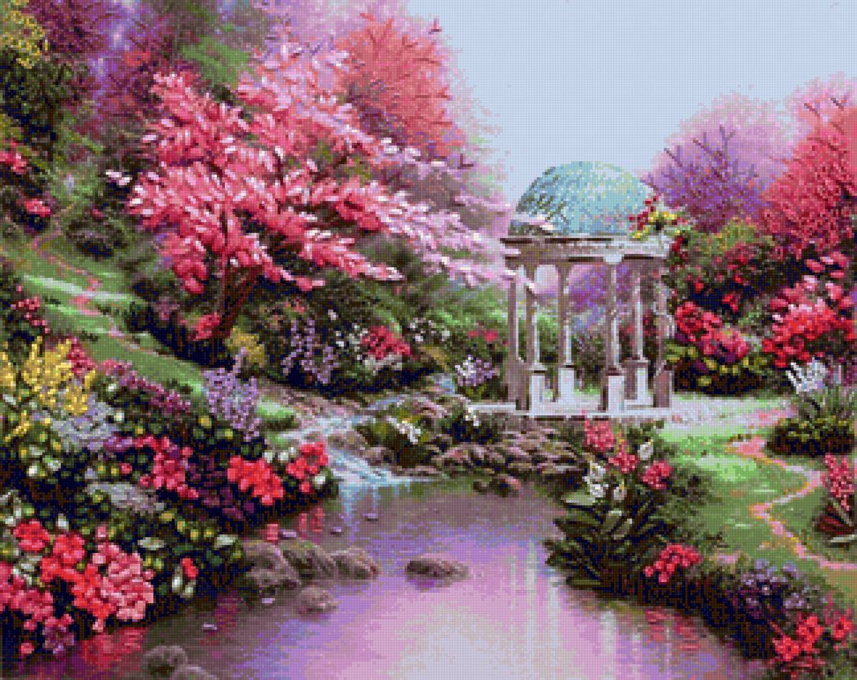 Беседка в саду - беседка, сад.цветы, природа - предпросмотр