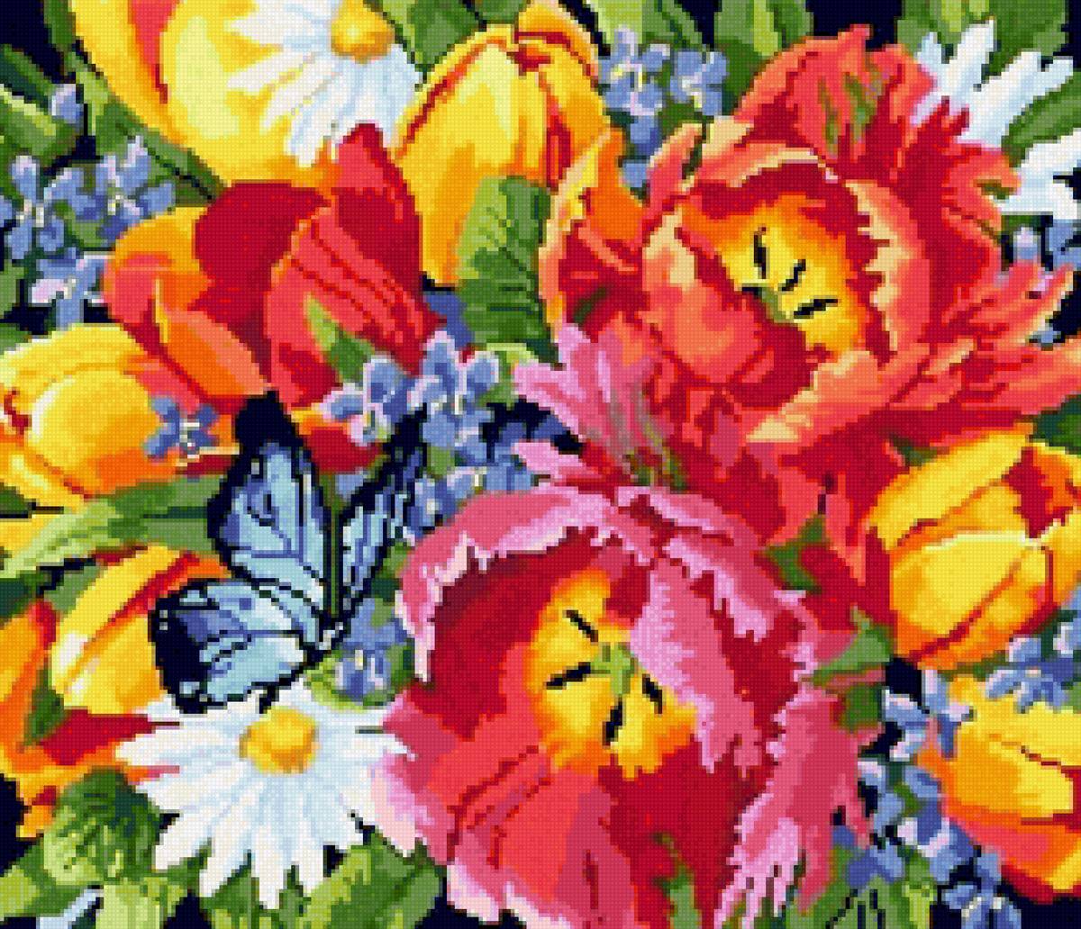 Букет и бабочка - бабочка, цветы - предпросмотр