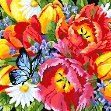 Схема вышивки «Букет и бабочка»