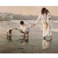 Схема вышивки «Прогулка у моря, для круглой рамки»