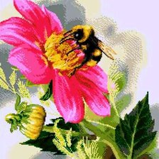 Схема вышивки «Шмель на цветке»