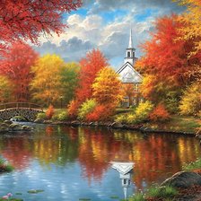 Схема вышивки «осенний пейзаж»