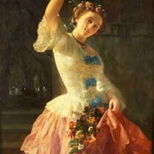 Схема вышивки «Девушка с розами. Felice Barucco»