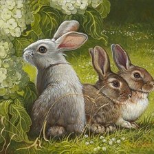 Схема вышивки «зайки мама и малыши семья»