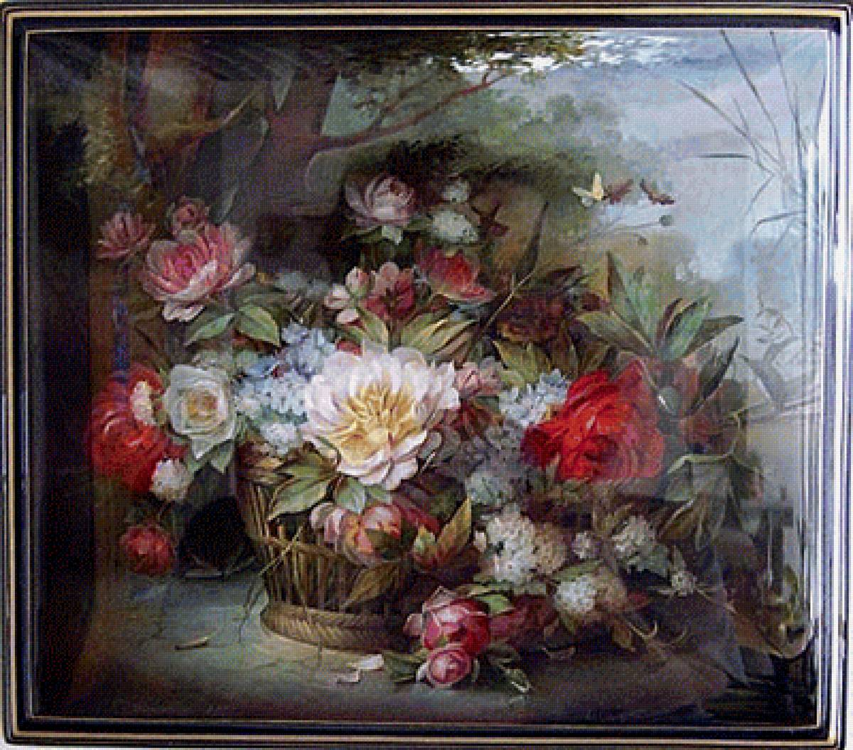 настурция и флоксы - картина, цветы - предпросмотр