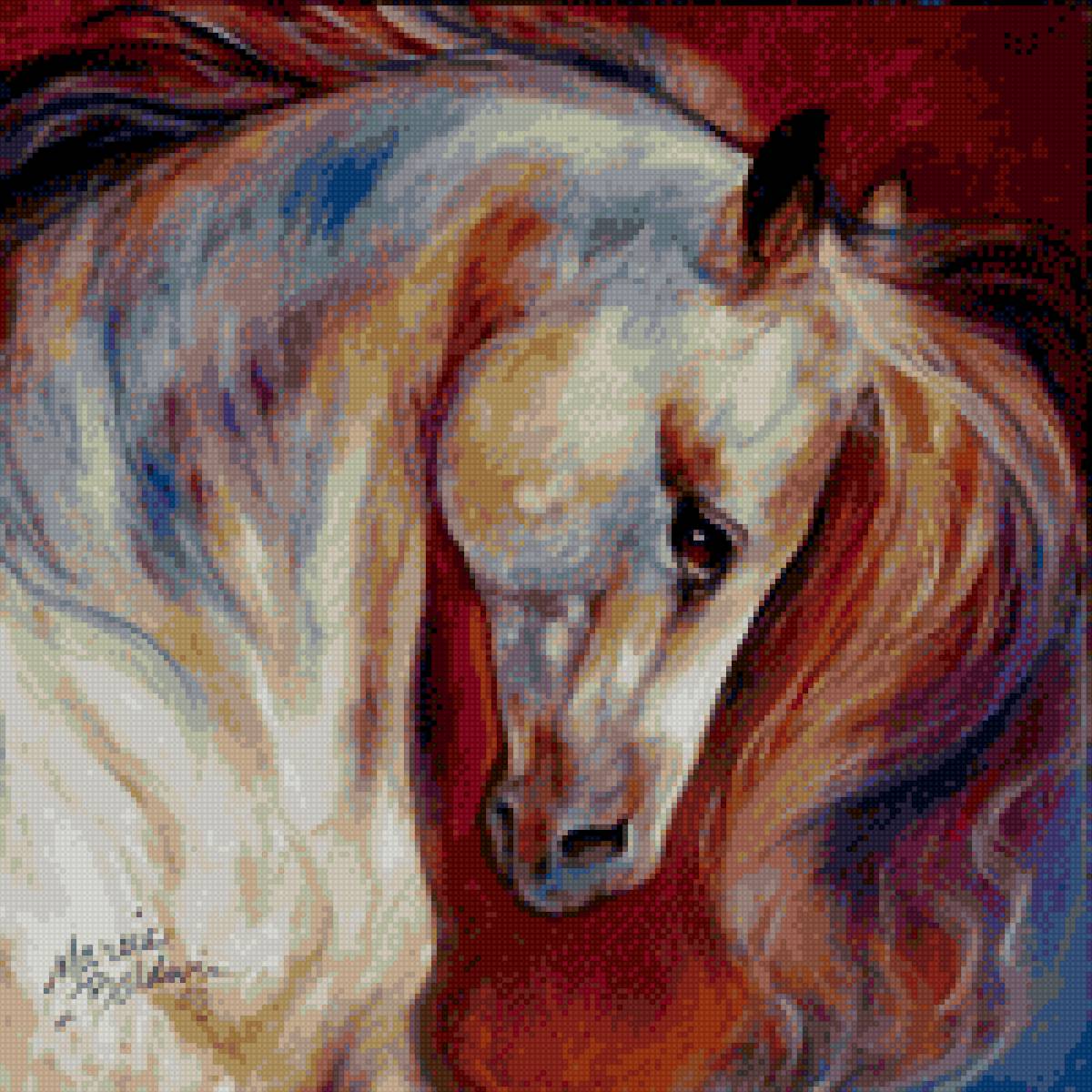 резвая лошадь - настроение, лошади, лошадь, природа, кони, живопись. - предпросмотр