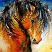 Схема вышивки «задумчивый конь»