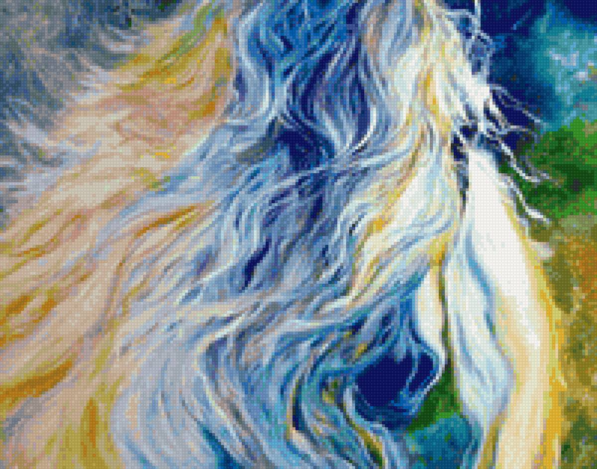 гривастая лошадь - настроение, живопись., природа, кони, лошади, лошадь - предпросмотр