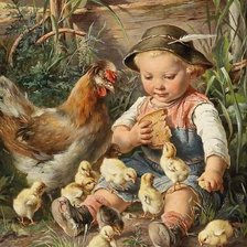 Схема вышивки «Boy with chicks»