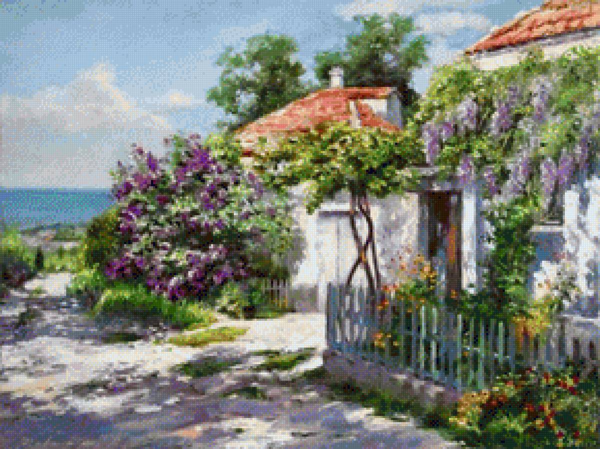 Русский Юг. Феодосия. - цветущий дворик, феодосия, крым - предпросмотр