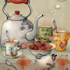 Схема вышивки «Кестутис Каспаравичус.ЧАЙ С ПЕЧЕНЬЕМ»