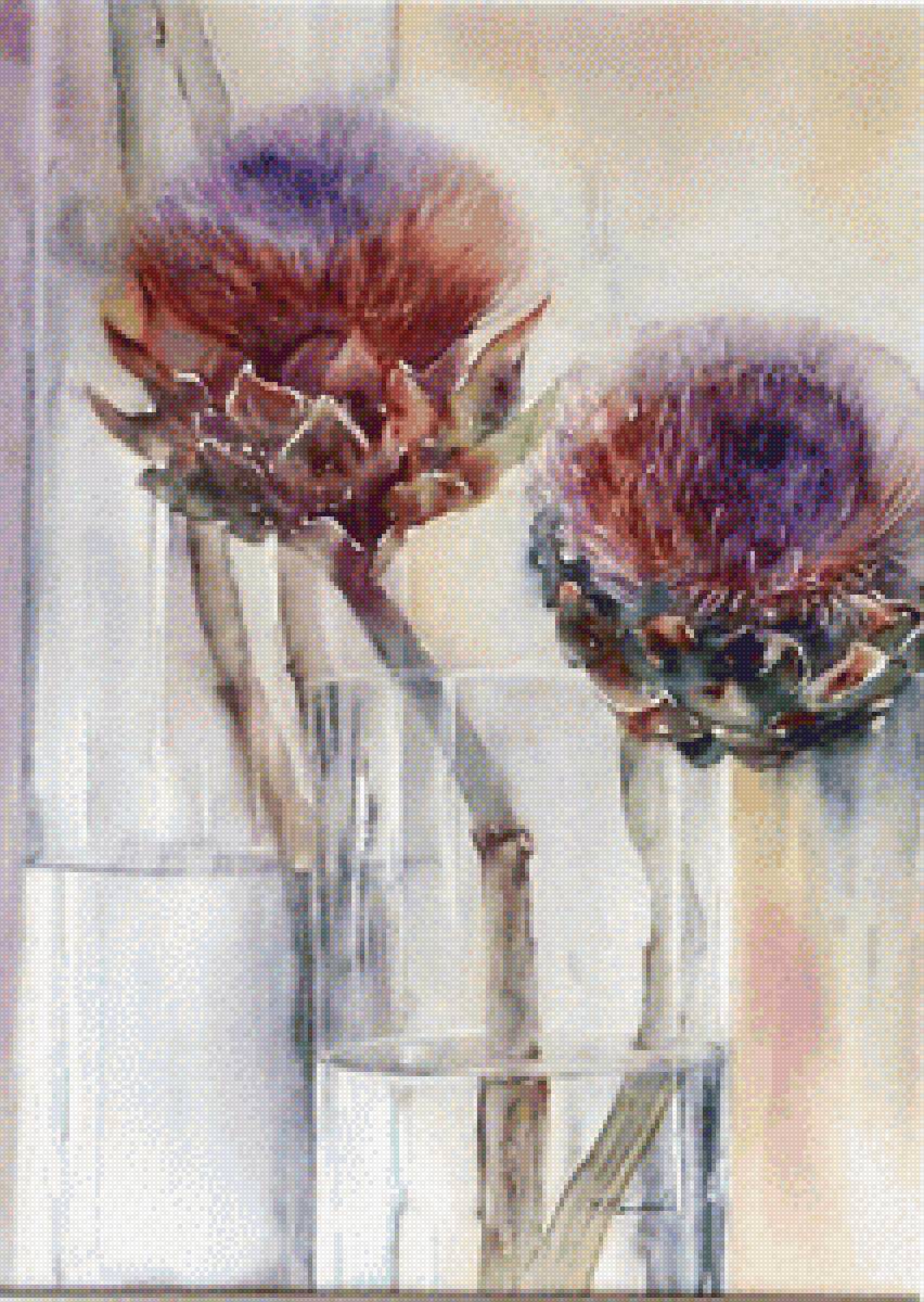 чертополох - акварель - предпросмотр