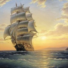 Схема вышивки «Одинокий корабль»